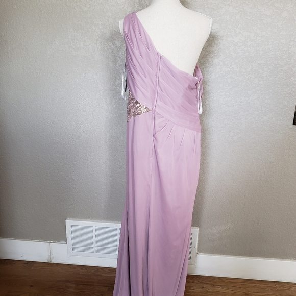 David's Bridal one shoulder mesh long dress - Picture 2 of 8